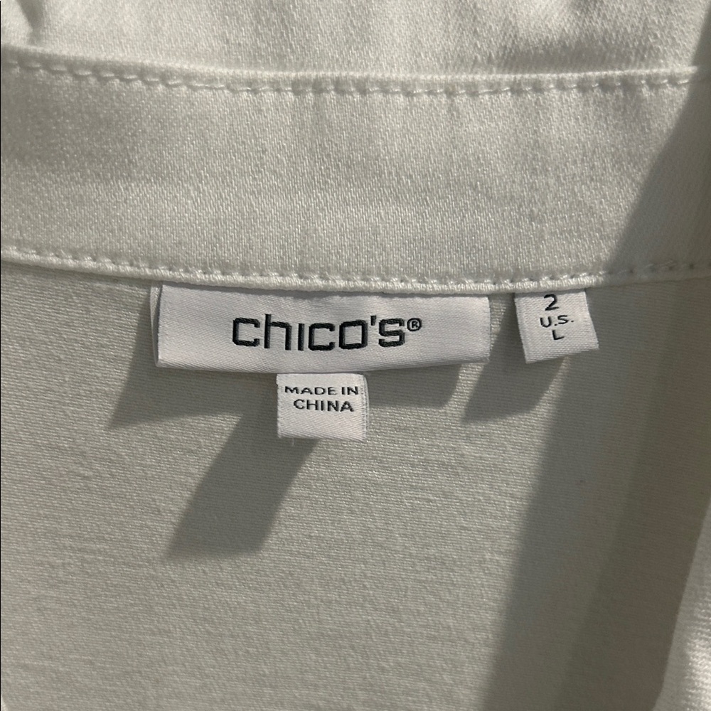 Chico's Jean Jacket with Embroidered Eyelet Sleeve - Picture 2 of 8